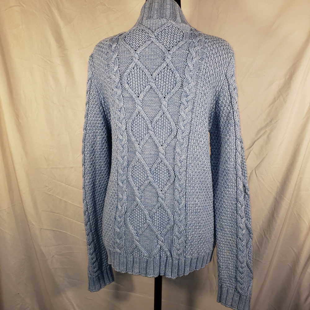 Elegant Jillian Nicole Light Blue Cable Knit Zip up Cardigan - L - Picture 2 of 5